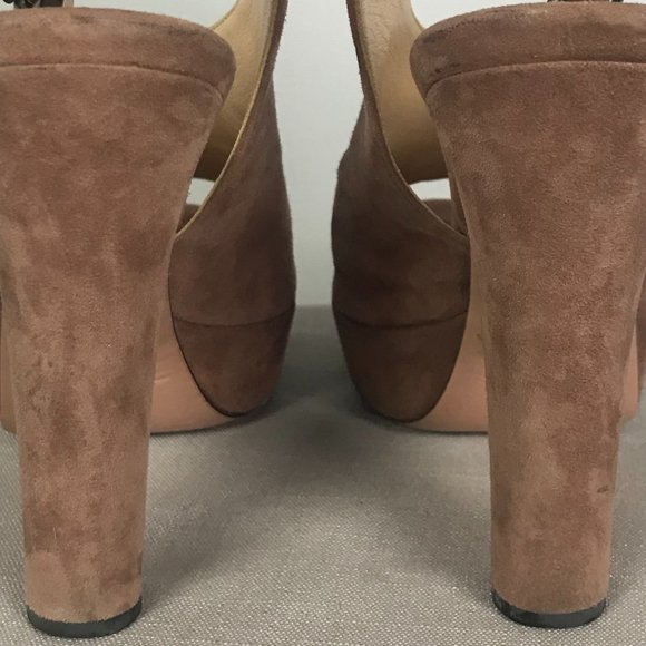 Prada Rose Suede Platform Heels, Size 36 - Picture 6 of 9